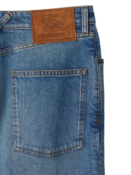 Fustă din denim Burberry până la genunchi albastru