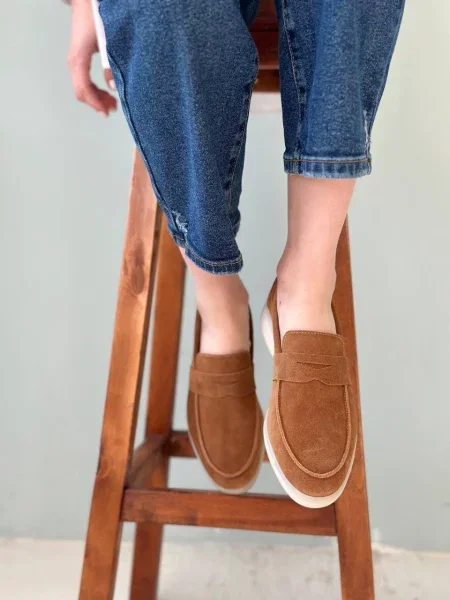 Замшевые лоферы 105.store коричневые