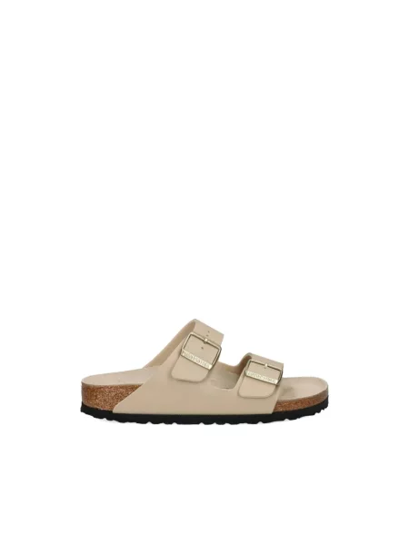 Klapki Birkenstock skórzane beżowe