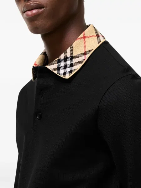 Καρό με κολάρο μακρύς polo Burberry μαύρο