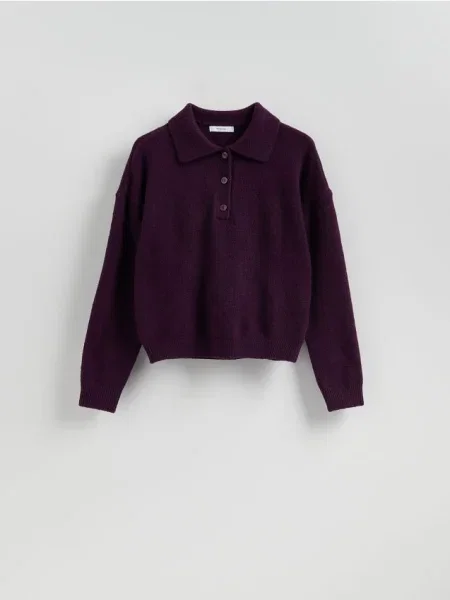 Reserved Pulover cu guler violet-închis violet