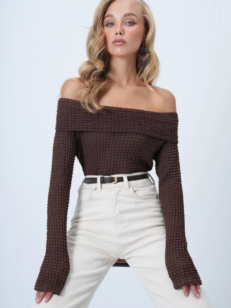 Trend Alaçatı Stili Tricou maro