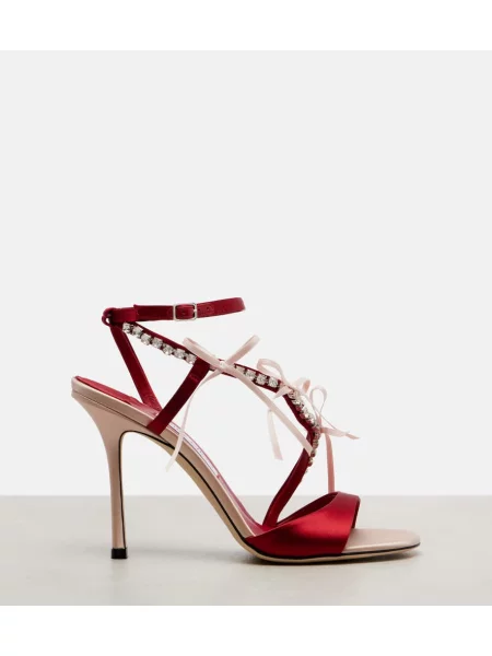 Sandale Jimmy Choo din satin de cristal roșu