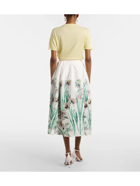 Fustă midi Erdem cu model floral alb
