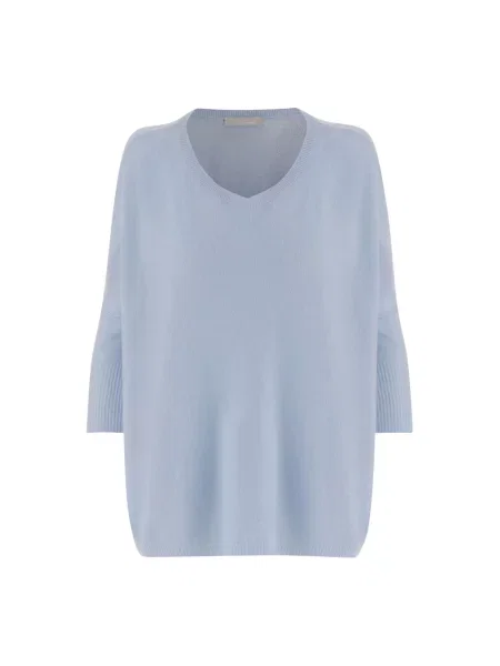 Sweter Allude z dekoltem w serek niebieski