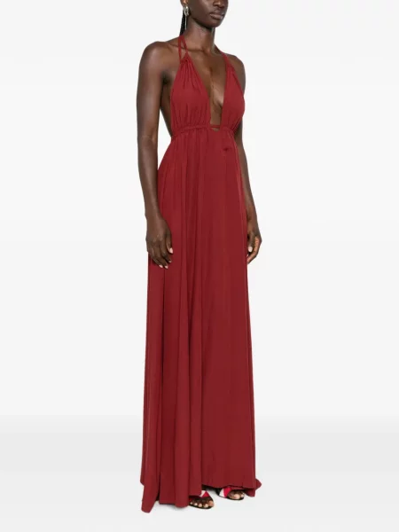 Rochie maxi Moutaki cu gât halter roșu