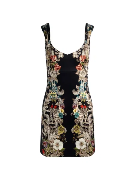 Rochie mini Alice + Olivia fără mâneci cu model floral cu imagine negru
