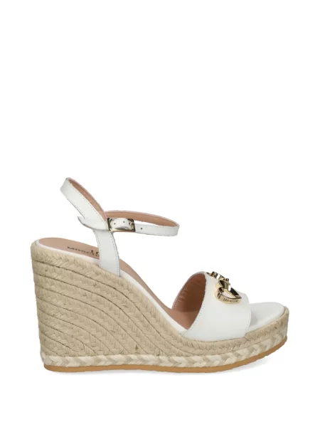 Sandale Love Moschino cu pană cu motiv cu inimi alb