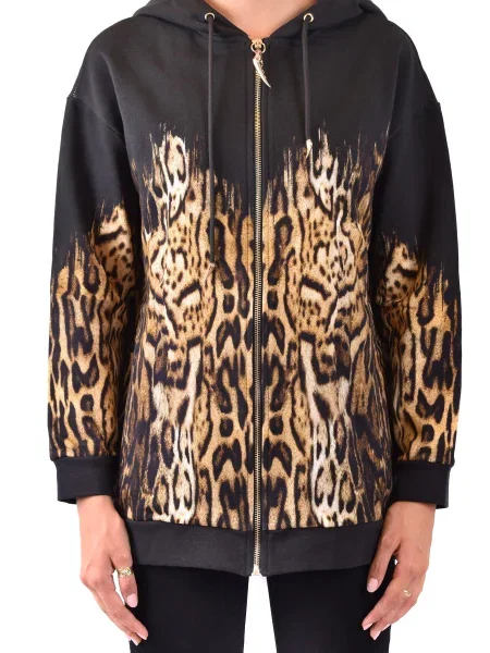 Geacă Roberto Cavalli cu model leopard negru