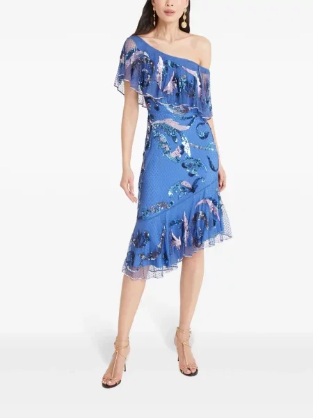 Костюм миди рокля Temperley London до коляното синьо