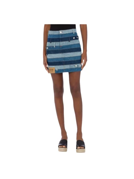 Spódnica jeansowa Moschino z wysoką talią w paski