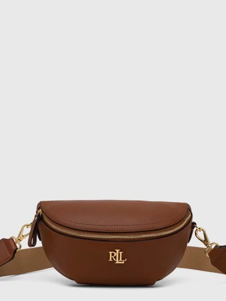 Kožna torba Lauren Ralph Lauren smeđa
