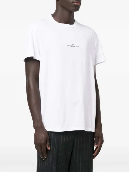 Тениска Maison Margiela бродирана с кръгло деколте бяло