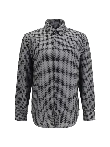Lung cămașă Giorgio Armani cu imagine cu imprimeu geometric gri