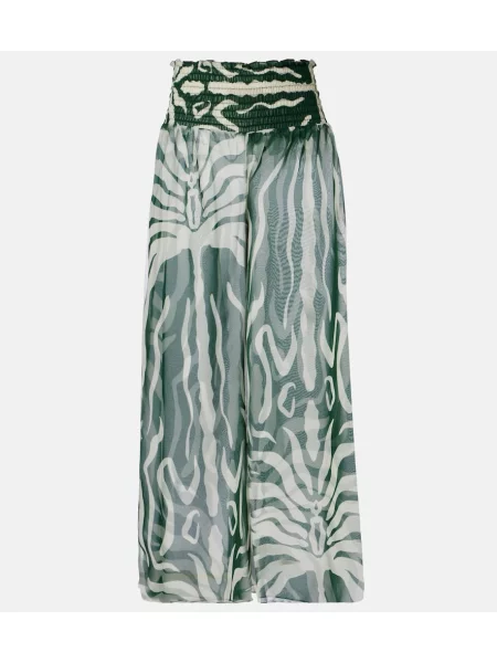Pantaloni Johanna Ortiz cu imagine transparente verde