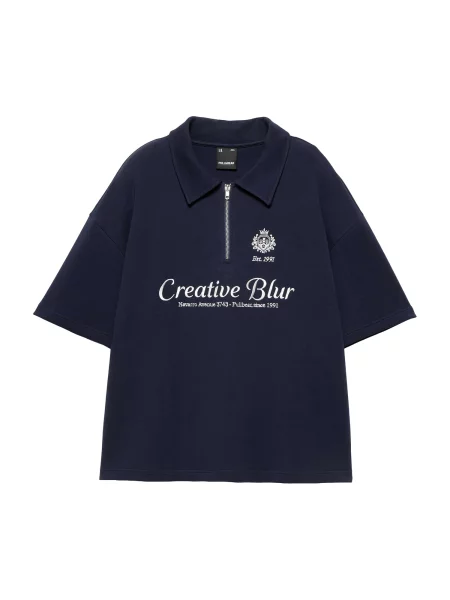 Pull&Bear Tricou bleumarin alb