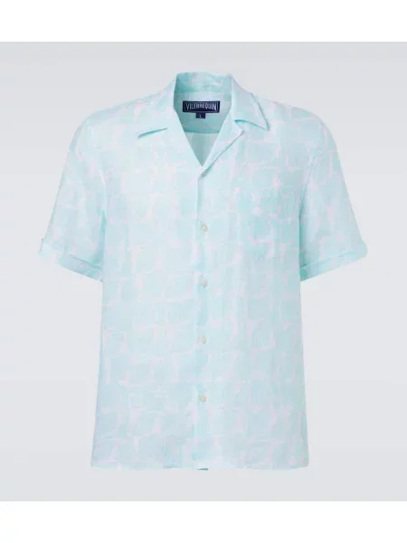 Lněná květinová košile Vilebrequin zelená