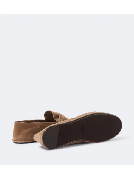 Pantofi loafer Saint Laurent din piele de căprioară bej