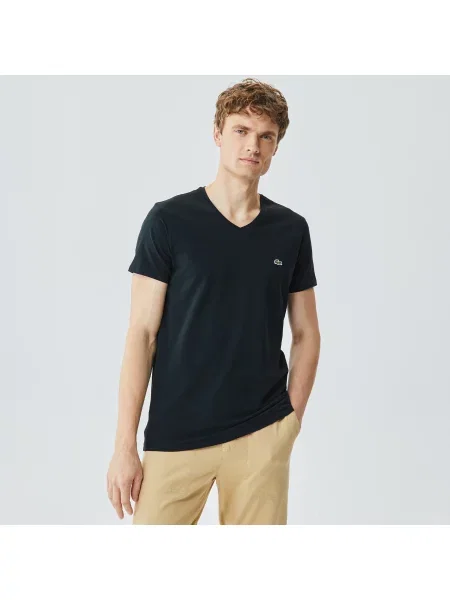 Lacoste футболка з V-вирізом чорна