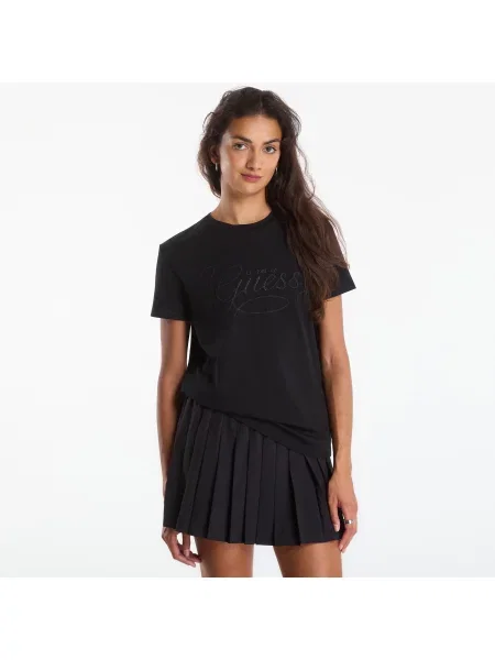 Tričko GUESS Syrma Cn Ss T-Shirt Jet Black M černé