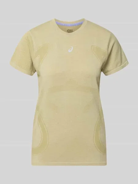 Męski t-shirt o kroju regular fit z nadrukiem z logo Asics oliwkowa
