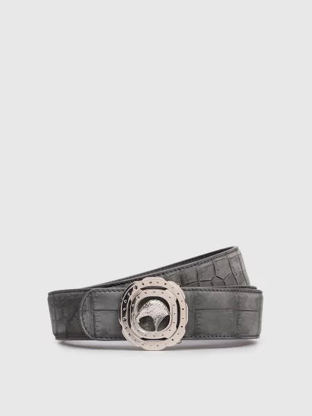 Кожаный ремень Stefano Ricci с ремешками серый