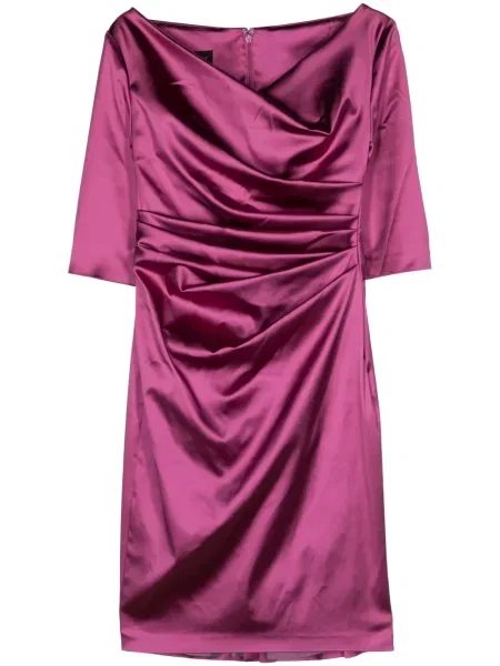 Satynowa sukienka midi Talbot Runhof do kolan garniturowa różowa