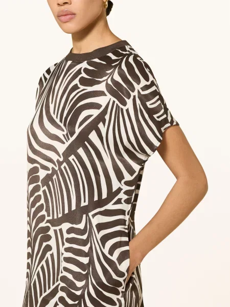 Oui Šaty tmavě / krémová hnědá