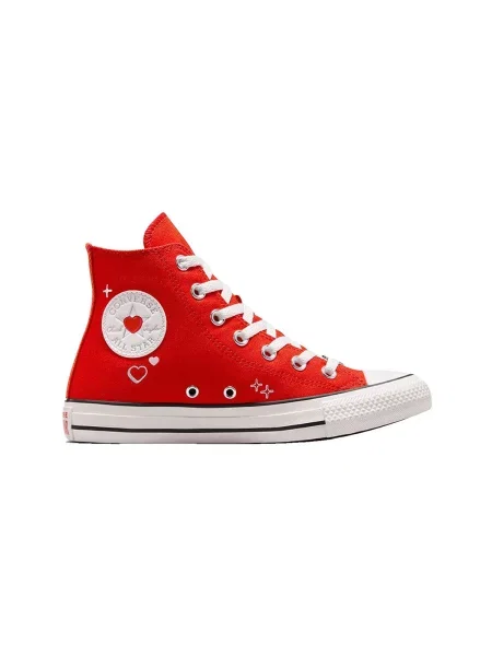 Pantofi Converse cu motiv cu inimi roșu