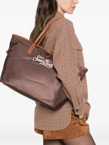 Geantă shopper Mc2 Saint Barth cu autograf maro