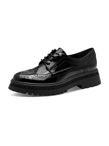 Oxford Tamaris cu șireturi din țesătură twill negru