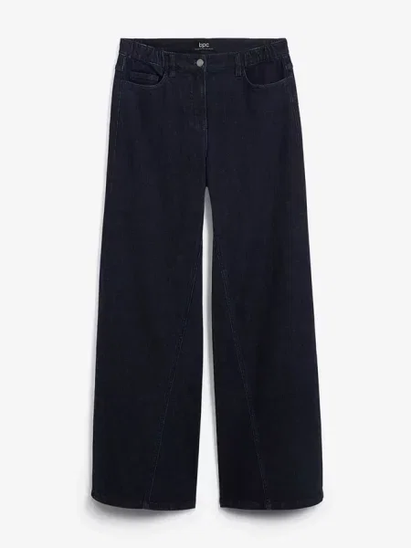 Jeansy wide leg z wysokim stanem i wygodnym pasem niebieskie