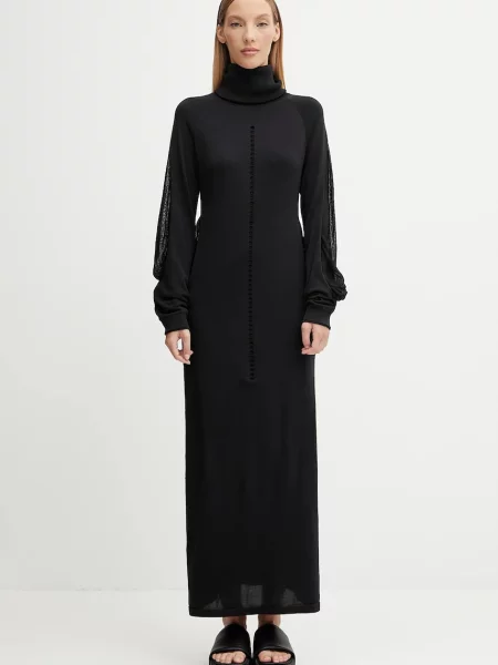 Rochie Hooded Knit maxi drept negru