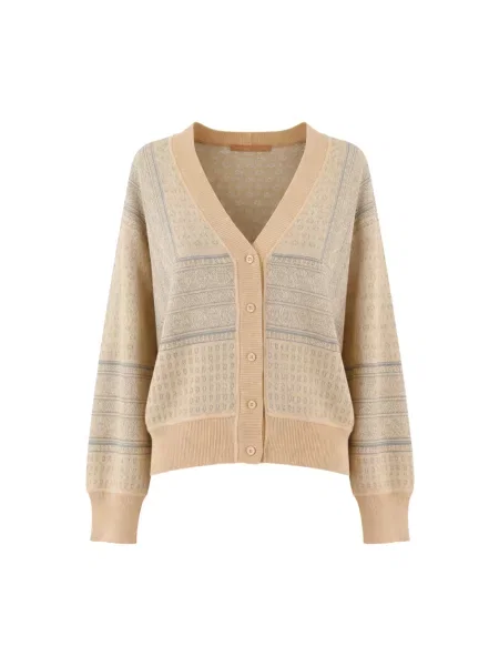 Kardigan Ermanno Scervino z dekoltem w serek beżowy