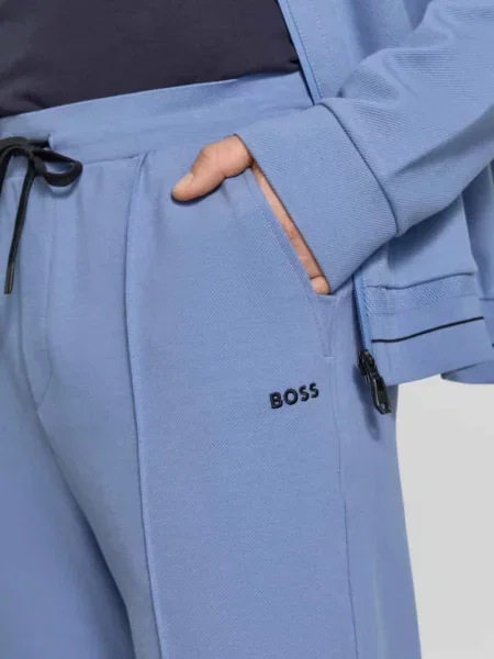 Spodnie dresowe o kroju regular fit z mieszanka bawełny model JT_MEMBER HURLEY' Boss Green niebieskie