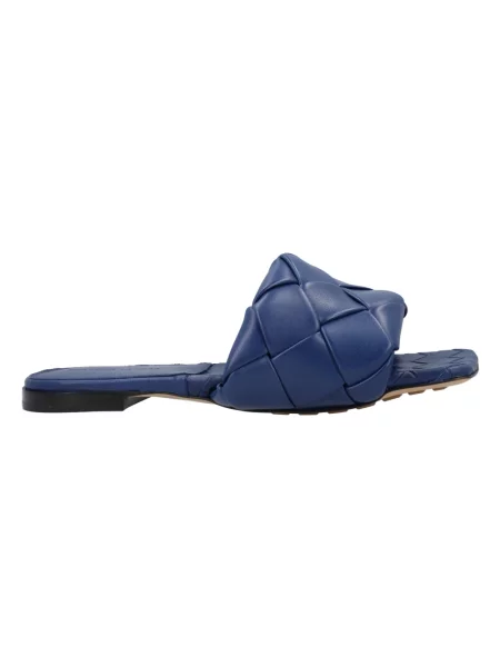 Klapki Bottega Veneta skórzane niebieskie
