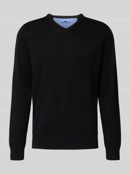 Sweter z dzianiny z detalem z logo Fynch-hatton czarny