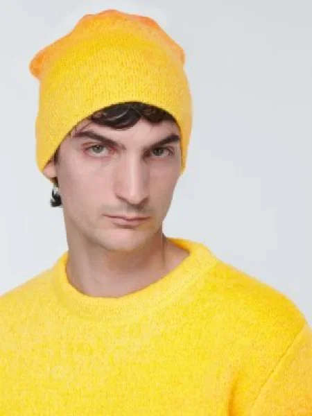 Színátmenetes mohair sapka Erl narancsszínű