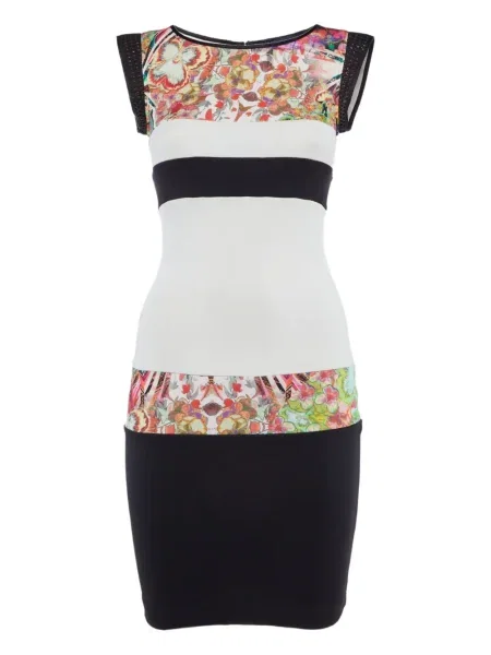 Rochie fără mâneci Cavalli Class fără mâneci cu model floral cu imagine negru