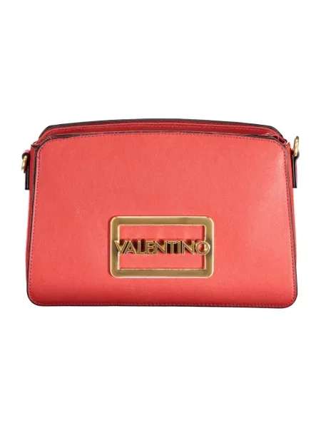 Lniana torebka crossbody Valentino By Mario Valentino z odpinanym paskiem czerwona