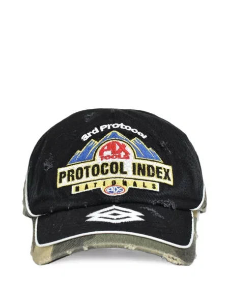 Viseltes hatású terepmintás baseball sapka Protocol Index fekete