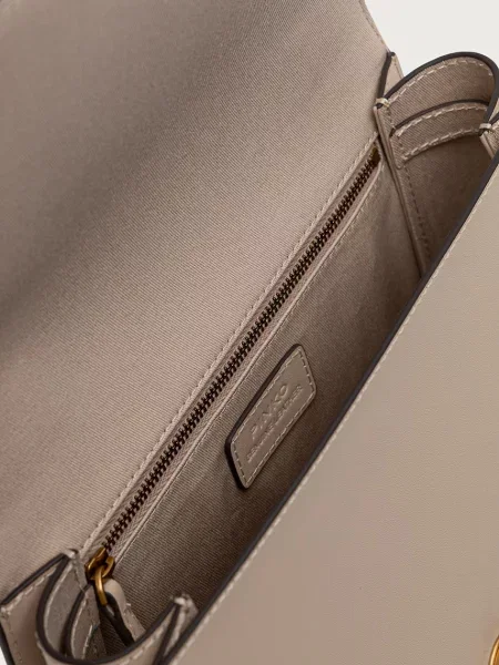 Pinko чанта crossbody дамска от кожа бежово