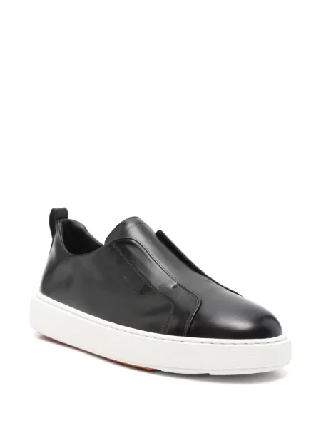 Sneakerși Santoni din piele slip-on negru