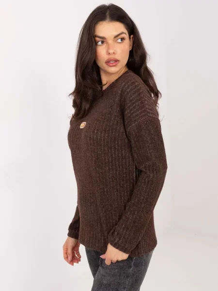 Pulover Relevance cu mâneci lungi lung maro