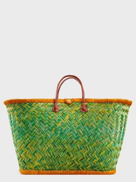 Le Comptoir de la plage Aravola Пляжна сумка Салатовий Солома