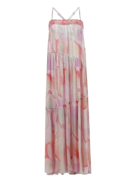 Rochie midi Sana Osmani cu paiete până la genunchi de costum roz