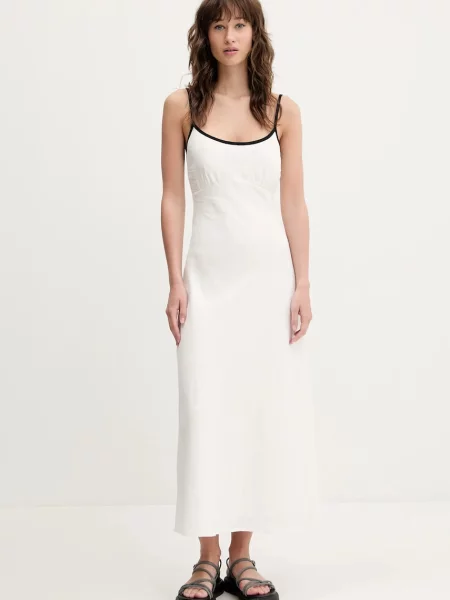 Lanena obleka Hollister Co. bež