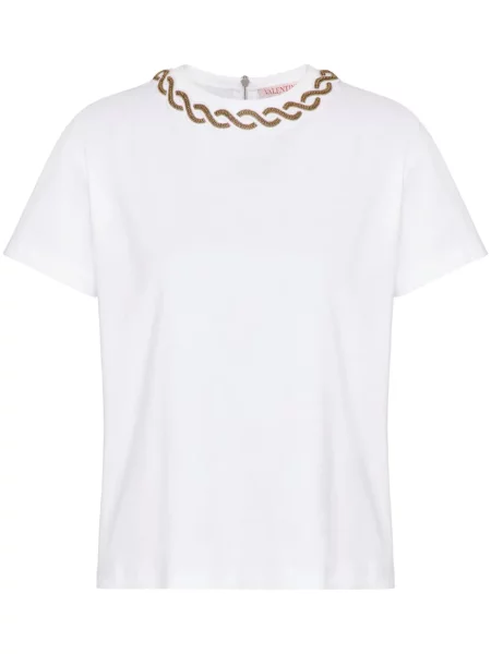 Tricou Valentino Garavani din jerseu alb