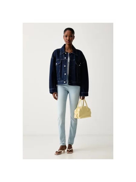 Skinny jeansy skinny Guess niebieskie