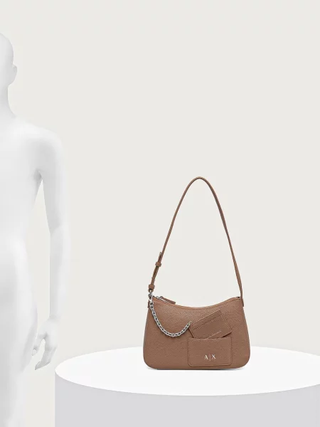 Кожаная сумка хобо Armani Exchange